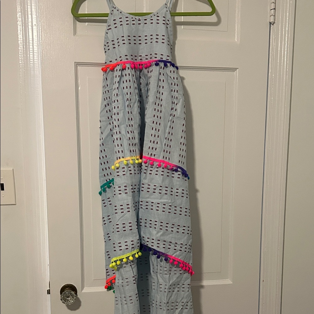 Lola + The Boys Striped Dress with Colorful Pom-Poms